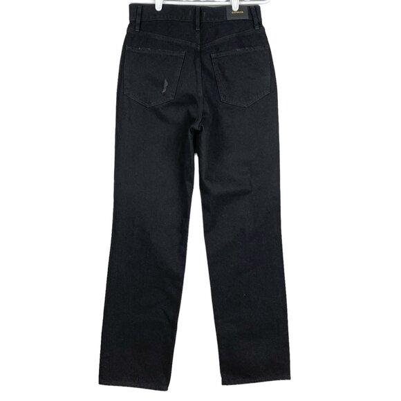 NWOT Express Women Black Jeans Size 4R Distressed Modern Straight Leg High Rise - Picture 2 of 10
